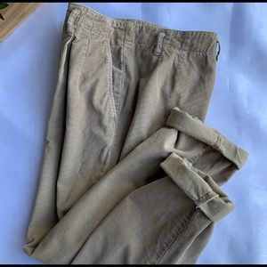 High Waisted Corduroy Pleated Trousers